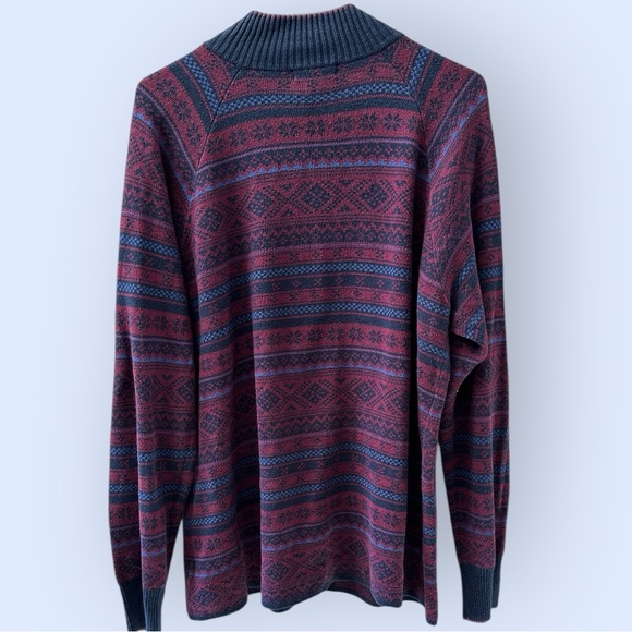 Men’s Eddie Bauer Fair Isle Half Zip Navy Maroon Sweater, Size Extra Large Y2K. - Picture 10 of 11